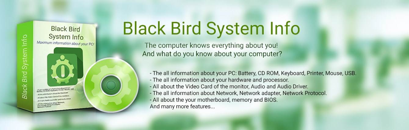 Black Bird System Info - find out the maximum information about your PC!